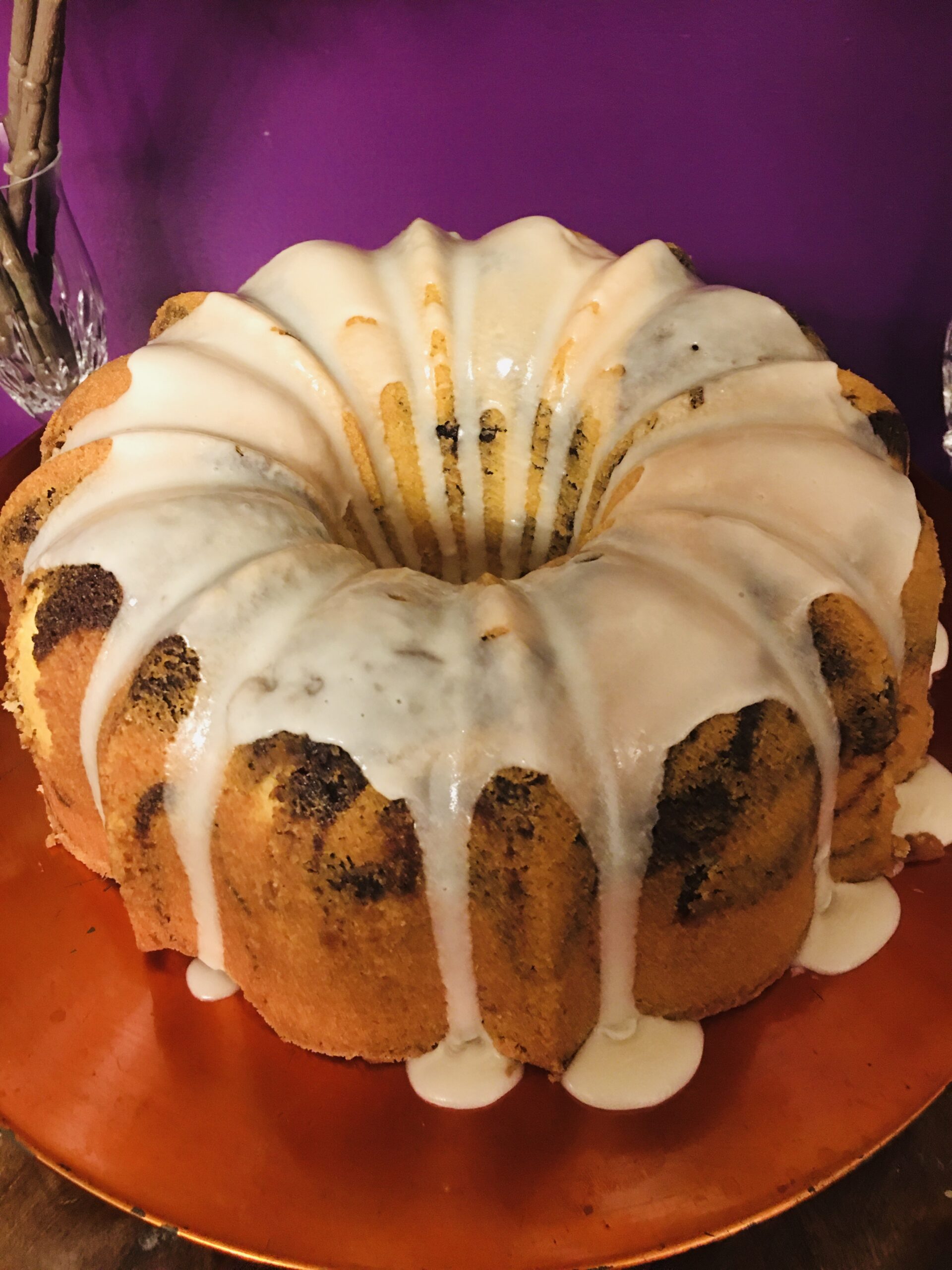 Brownie Batter Pound Cake with Vanilla Glaze