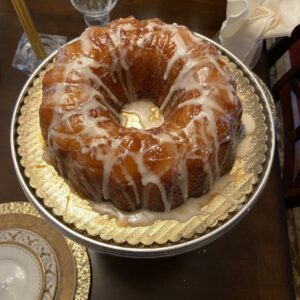 Peach Cobbler Pound Cake with Peach Glaze